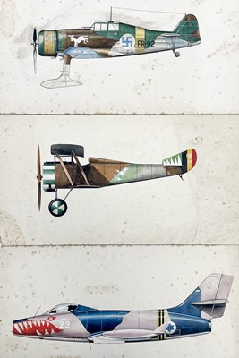 Lot 212 - Twelve watercolour studies of aircraft