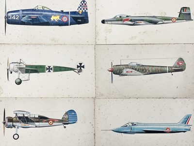 Lot 212 - Twelve watercolour studies of aircraft