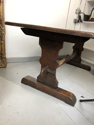 Lot 3502 - An elm refectory table, the rectangular top on...