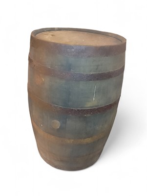 Lot 555 - A copper-banded wooden barrel