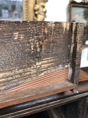Lot 3493 - A French walnut marble topped bedside cupboard,...