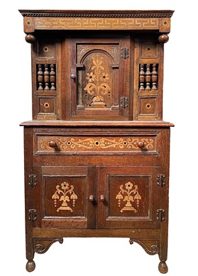 Lot 858 - Frank Rosier, A small oak and inlaid panel side cabinet.