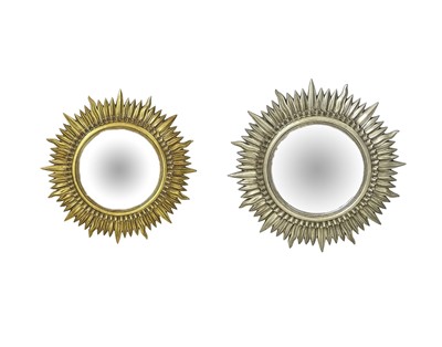 Lot 313 - Two modern gilt framed sunburst style wall mirrors.