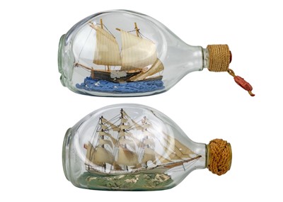 Lot 31 - Two bottled ship models