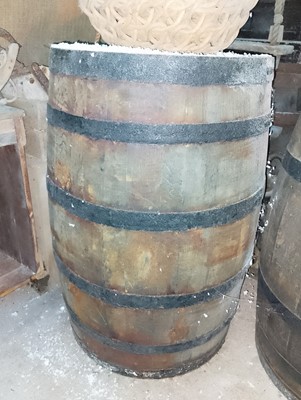 Lot 818 - A copper banded wooden barrel