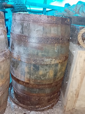 Lot 820 - A copper banded wooden barrel.