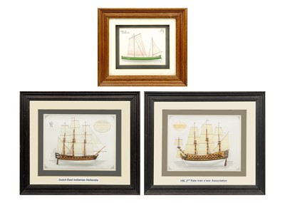 Lot 1 - Three detailed models of the VOC Hollandia, HMS Association and Scilly Pilot gig