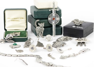 Lot 262 - A collection of South Crofty tin and pewter jewellery.