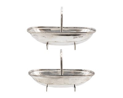 Lot 154 - A pair of Edwardian silver bonbon baskets in the form of trugs, by Ollivant & Botsford.