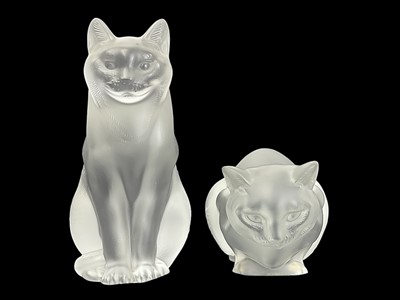 Lot 296 - A Lalique glass model of a seated cat.