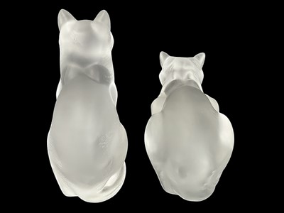 Lot 296 - A Lalique glass model of a seated cat.