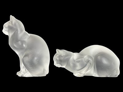 Lot 296 - A Lalique glass model of a seated cat.