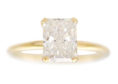 Lot 53 - A laboratory-grown 1.30ct (estimated) radiant cut diamond ring, 18ct mounted.