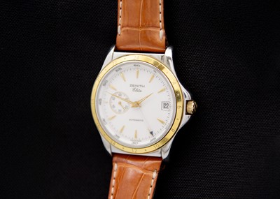 Lot 46 - ZENITH - An Elite GMT 18ct and steel-cased gentleman's automatic wristwatch.