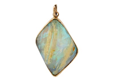 Lot 68 - A gold-mounted boulder opal pendant.