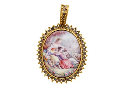 Lot 74 - A 19th-century gold and cloisonne enamel pendant, in the manner of Castellani.