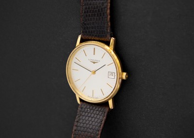 Lot 77 - LONGINES - A gold-plated gentleman's manual wind dress watch.