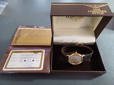 Lot 77 - LONGINES - A gold-plated gentleman's manual wind dress watch.