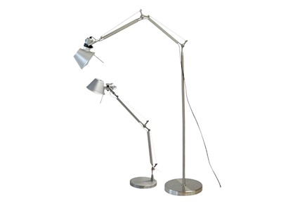 Lot 1139 - A Brushed steel finish adjustable angle standard lamp.