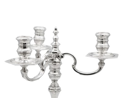 Lot A good pair of modern silver three-branch candelabra by Richard Comyns.