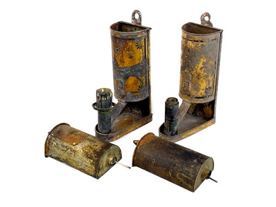 Lot 119 - A pair of toleware Argand lamps.