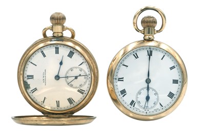 Lot 9 - A Waltham gold-plated full hunter pocket watch and an open-face pocket watch.