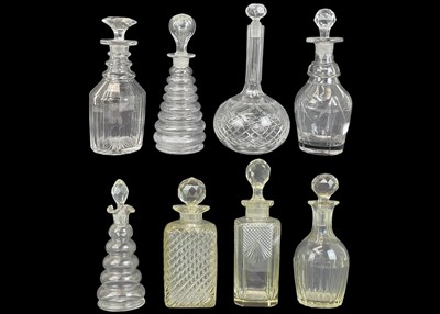 Lot 447 - A collection of eight various glass decanters and stoppers