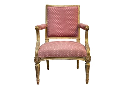 Lot 637 - A French gilt wood fauteuil.