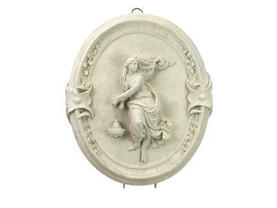 Lot 175 - Two neo-classical style oval plaster relief plaques.