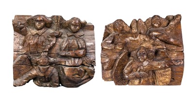 Lot Two English oak church carvings.