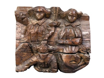 Lot Two English oak church carvings.