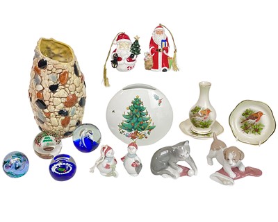 Lot 310 - A Belleek porcelain Santa bauble.