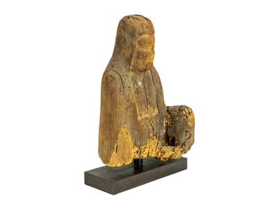 Lot 1109 - A Japanese cypress wood carved figure.