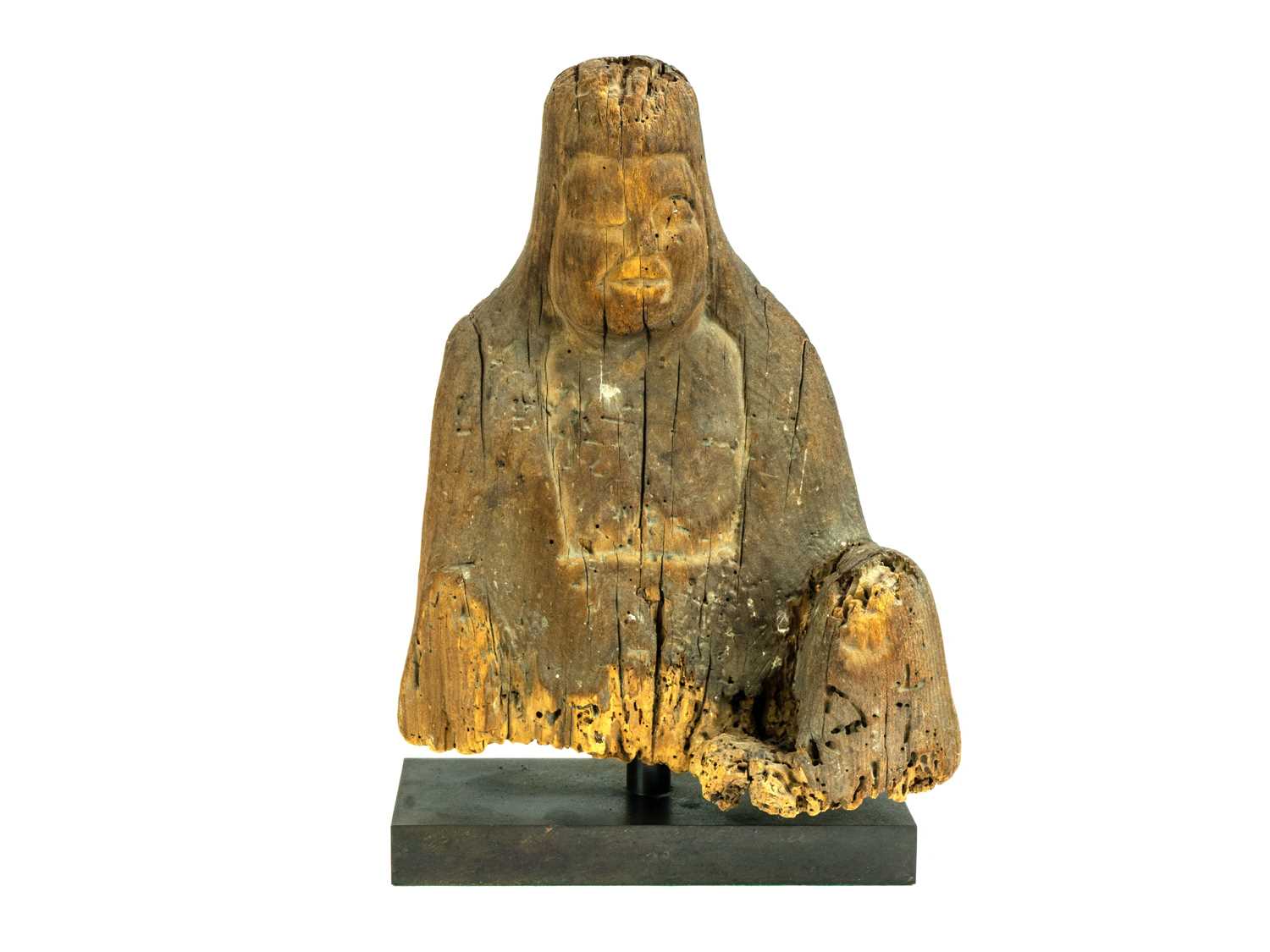 Lot 1109 - A Japanese cypress wood carved figure.