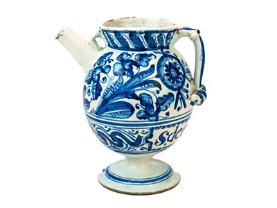 Lot 1155 - A North Italian blue and white Maiolica wet drug or syrup jar.