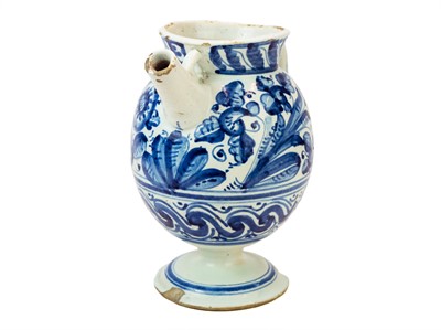 Lot 1155 - A North Italian blue and white Maiolica wet drug or syrup jar.