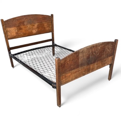 Lot 98 - An Edwardian, Oak and Metal Bedframe. The Bed...