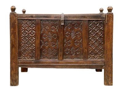 Lot 662 - An Indian hardwood chest or casket.