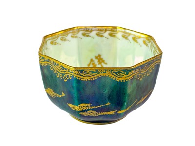 Lot 387 - A Wedgwood Fairyland Lustre Dragon miniature octagonal bowl.
