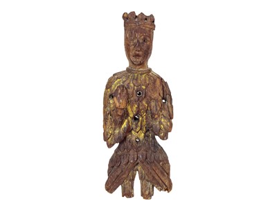 Lot 1031 - An English carved oak figure of a crowned angel.