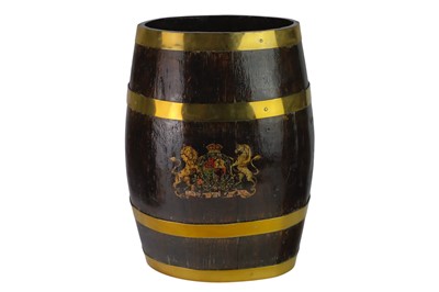 Lot 672 - A Victorian brass bound oak small barrel.