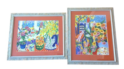 Lot 135 - Two contemporary still life gouache paintings,...