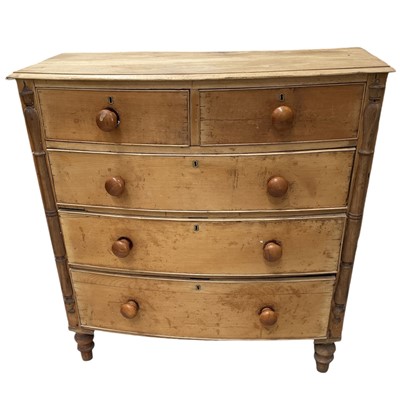 Lot 43 - A five-drawer pine chest, 105cm wide, 107cm...