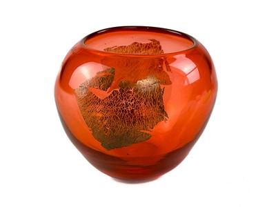 Lot 313 - A cranberry art glass vase by Steven Newhall.