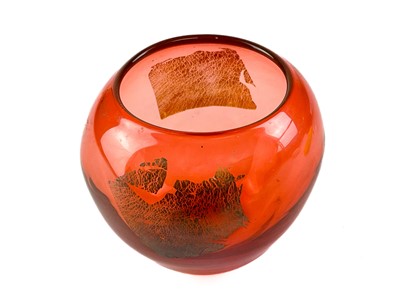 Lot 313 - A cranberry art glass vase by Steven Newhall.