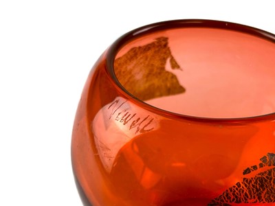 Lot 313 - A cranberry art glass vase by Steven Newhall.