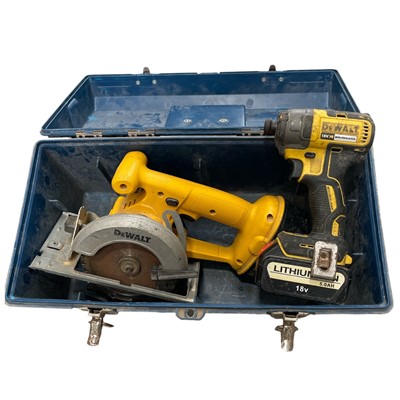 Lot 71 - A DeWalt 18W Battery Circular Trim Saw and a...