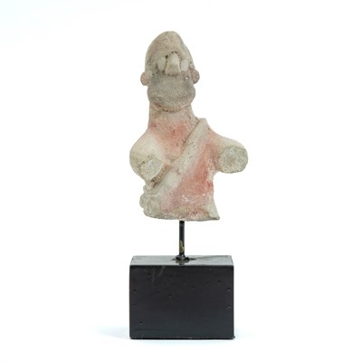 Lot 67 - A Greek Cypriot bichrome terracotta bust of a warrior.