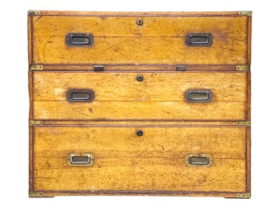 Lot 646 - A Victorian oak brass bound campaign chest.