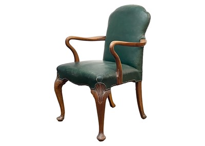 Lot 700 - A walnut and beech framed open armchair.